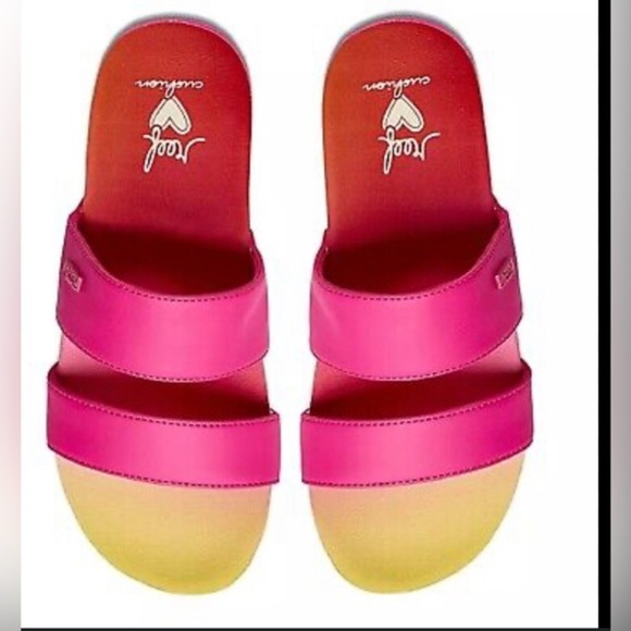 REEF pink ombre Banded Horizon Platform‎ Slip On Cushion Comfort Slides size 9 - Picture 2 of 5